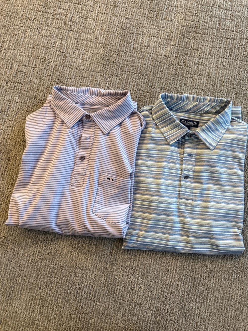 2 MENS Large FISH HIPPEE POLOS NWOT